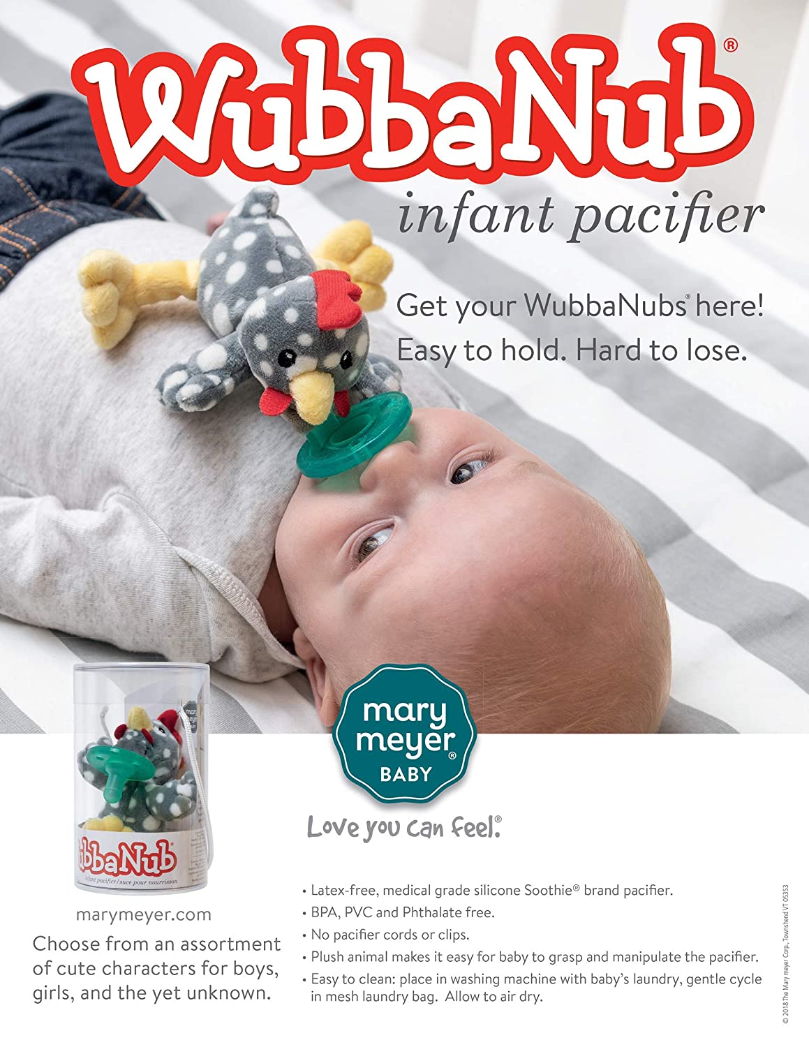 WubbaNub OATMEAL BUNNY Pacifier Toy By Wubbanub, USA จุกหลอก Wubbanub ไดโนเสาร์