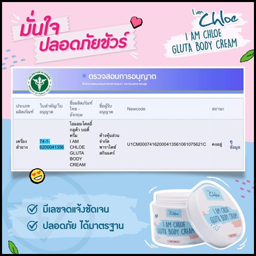 ครีมโคลอี้ ครีมทามือเท้าขาว I am Chole Gluta Body Cream ส่งฟรี