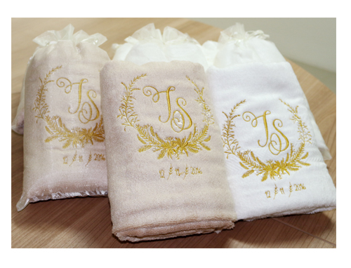 Bambio ผ้าขนหนูรับไหว้ปักโลโก้