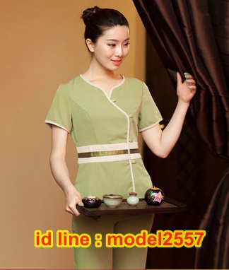 ชุดพนักงานนวดสปา ชุดพนักงานเสริมสวย ชุดทำงาน ชุดสูท S6103005 ชุด