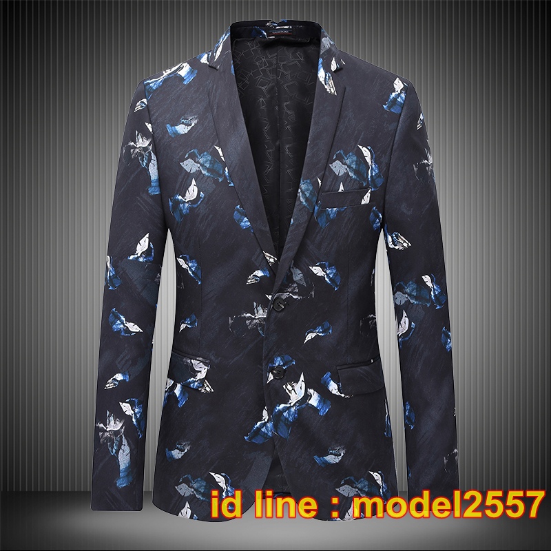 JM6102008 เสื้อสูทลำลองผู้ชายพิมพ์ลายดอกไม้แบบตะวันตก JM6102008 ชิ้น