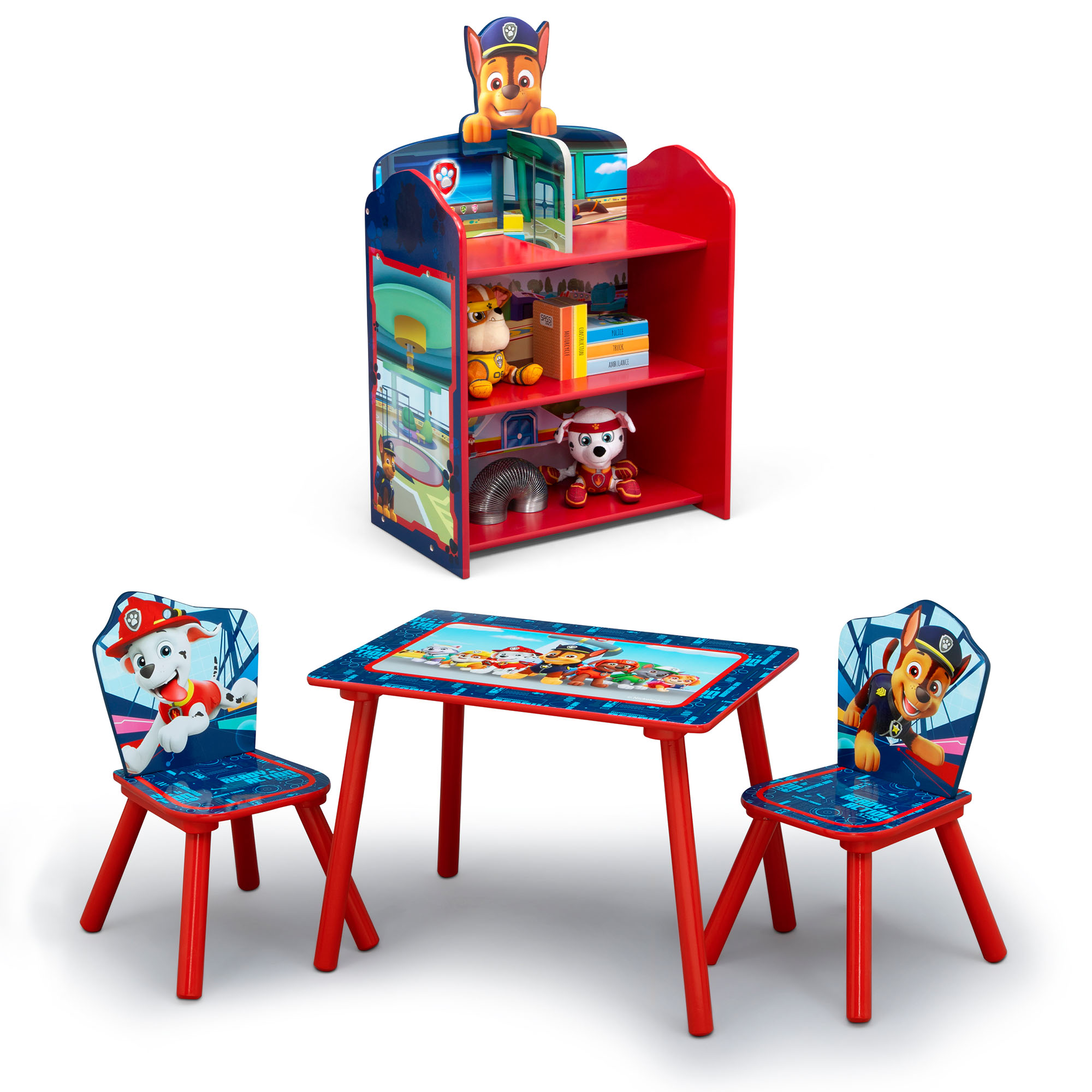 ชุดห้องเด็กลายการ์ตูนตัวโปรด Playroom Set Includes Table and 2 Chair Set and 3-Shelf Playhouse Bookcase ราคา 3,990 บาท