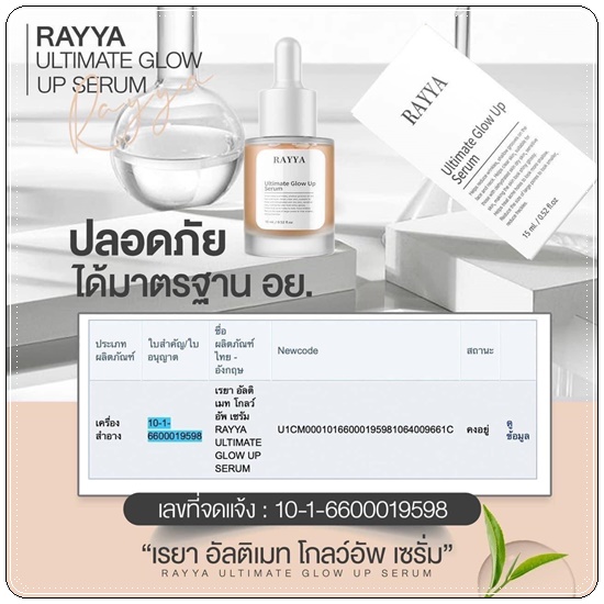 เซรั่มเรยา RAYYA Ultimate Glow Up Serum เซรั่มรีจูรัน (1แถม1)