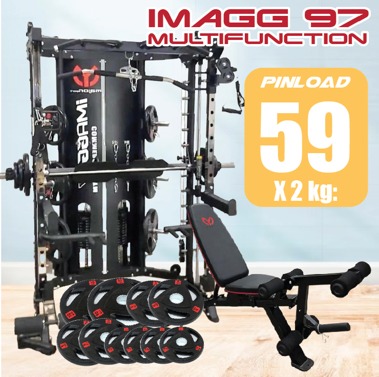 Smith Machine IMAGG 97 + ม้านั่ง819A + แผ่นน้ำหนัก50kg, สมิทแมชชีน