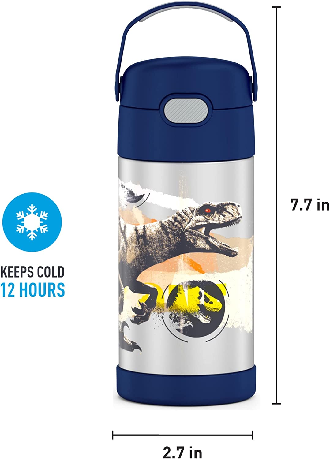 THERMOS Jurassic World: Dominion FUNTAINER 12 Ounce Stainless Steel Vacuum Insulated Kids Straw Bottle ราคา 990 - บาท