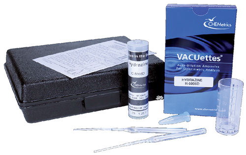 CHEMets รหัสสินค้าK-5005Dชุดทดสอบคุณภาพน้ำค่าไฮดราซีน,Hydrazine Visual High Range Kit,Meas.range:0～12.5ppm