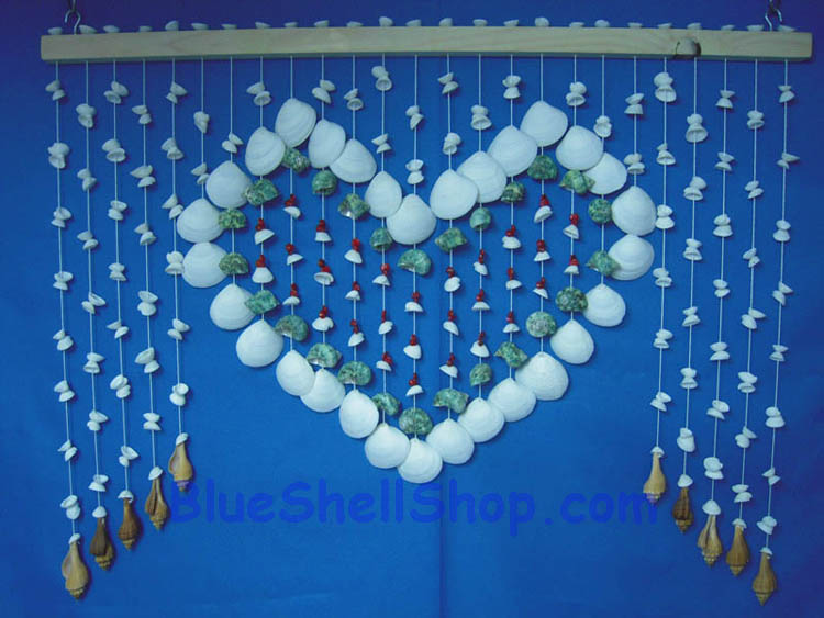 ม่านโค้งสั้นลายหัวใจนอกขาวในเขียว