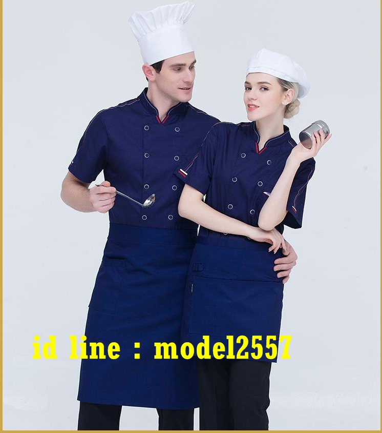 C6012010 เสื้อเชฟ เสื้อพ่อครัว เสื้อแม่ครัว เสื้อพนักงานทำอาหาร เสื้อกุ๊ก ดำ แดง ขาว น้ำเงิน M-3XL C6109001 ตัว