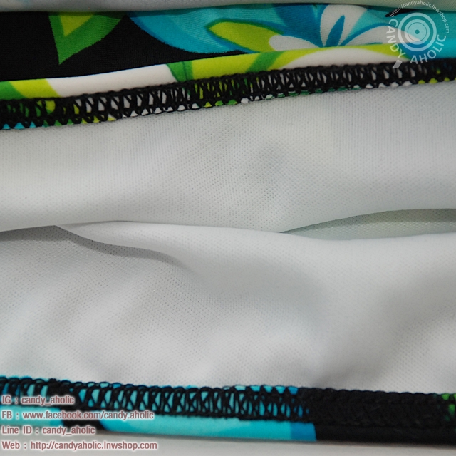 (XXL) ชุดว่ายน้ำลายดอก กราฟฟิคสีสรรสดใสช่วยพรางหุ่น ทรงจีบอก สายผูก สองสีให้เลือก