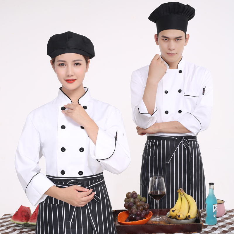 C6204001 เสื้อเชฟ เสื้อพ่อครัว เสื้อแม่ครัว เสื้อพนักงานทำอาหาร เสื้อกุ๊ก สีขาว ดำ แดง ม่วง M-3XL C6204001 เสื้อตัวเดียว
