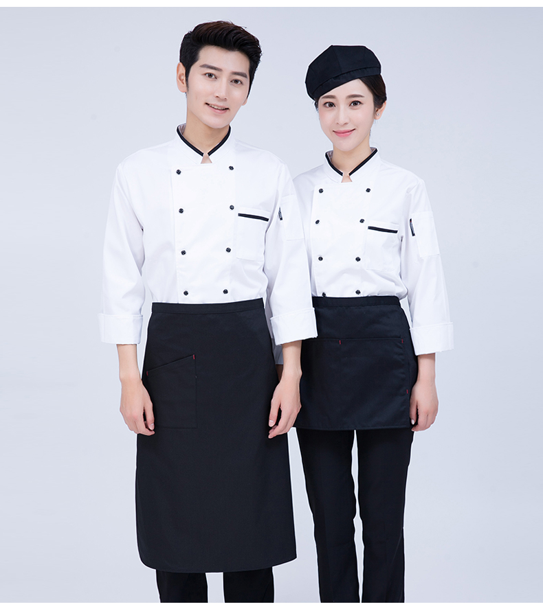 เสื้อเชฟ เสื้อพ่อครัว เสื้อแม่ครัว เสื้อพนักงานทำอาหาร เสื้อกุ๊ก แขนยาว ร้านอาหารญี่ปุ่น สีภาพ M-4XL C6209004 เสื้อตัวเดียว