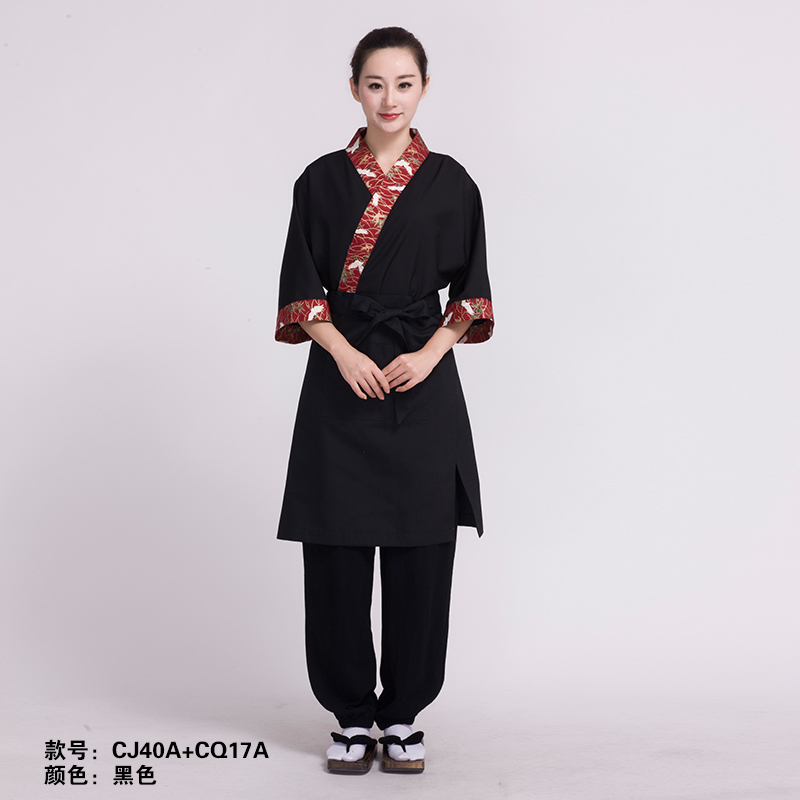 ชุดผ้าฝ้ายซูชิกิโมโนสไตร์ญี่ปุ่น สำหรับห้องอาหารญี่ปุ่นเกาหลี เสื้อพนักงานต้อนรับ สีภาพ S M L F6401002 เสื้อตัวเดียว