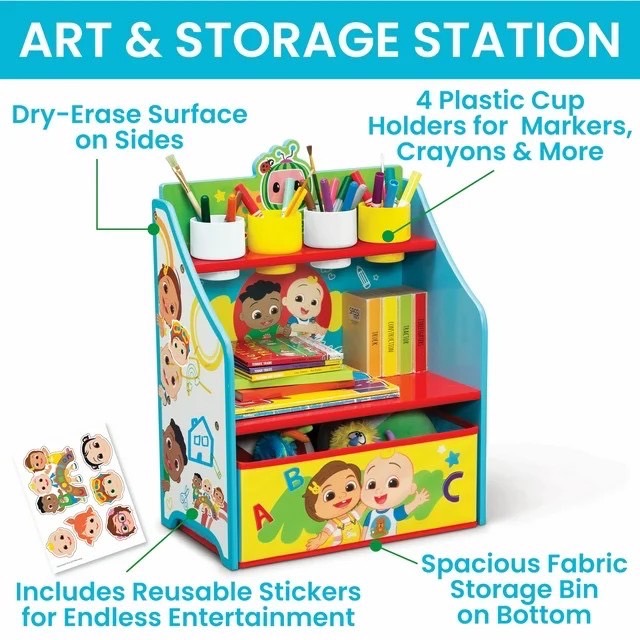นำเข้า🇺🇸 โต๊ะศิลปะCoComelon 3-Piece Art & Play Toddler Room-in-a-Box by Delta Children - สีฟ้า , ราคา 5,490 บาท