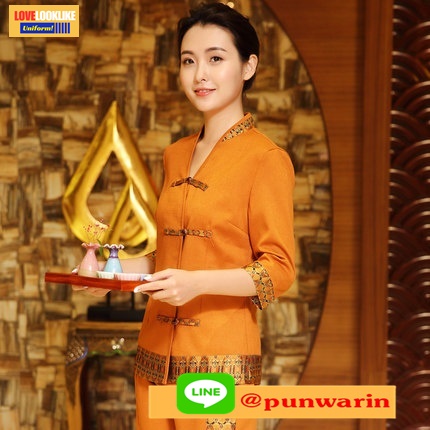 ชุดสปาโรงแรม ชุดพนักงานนวดสปา ชุดพนักงานทรีตเมันท์ ชุดทำงาน ส้ม ชมพู S-3XL S6106007 ชุด