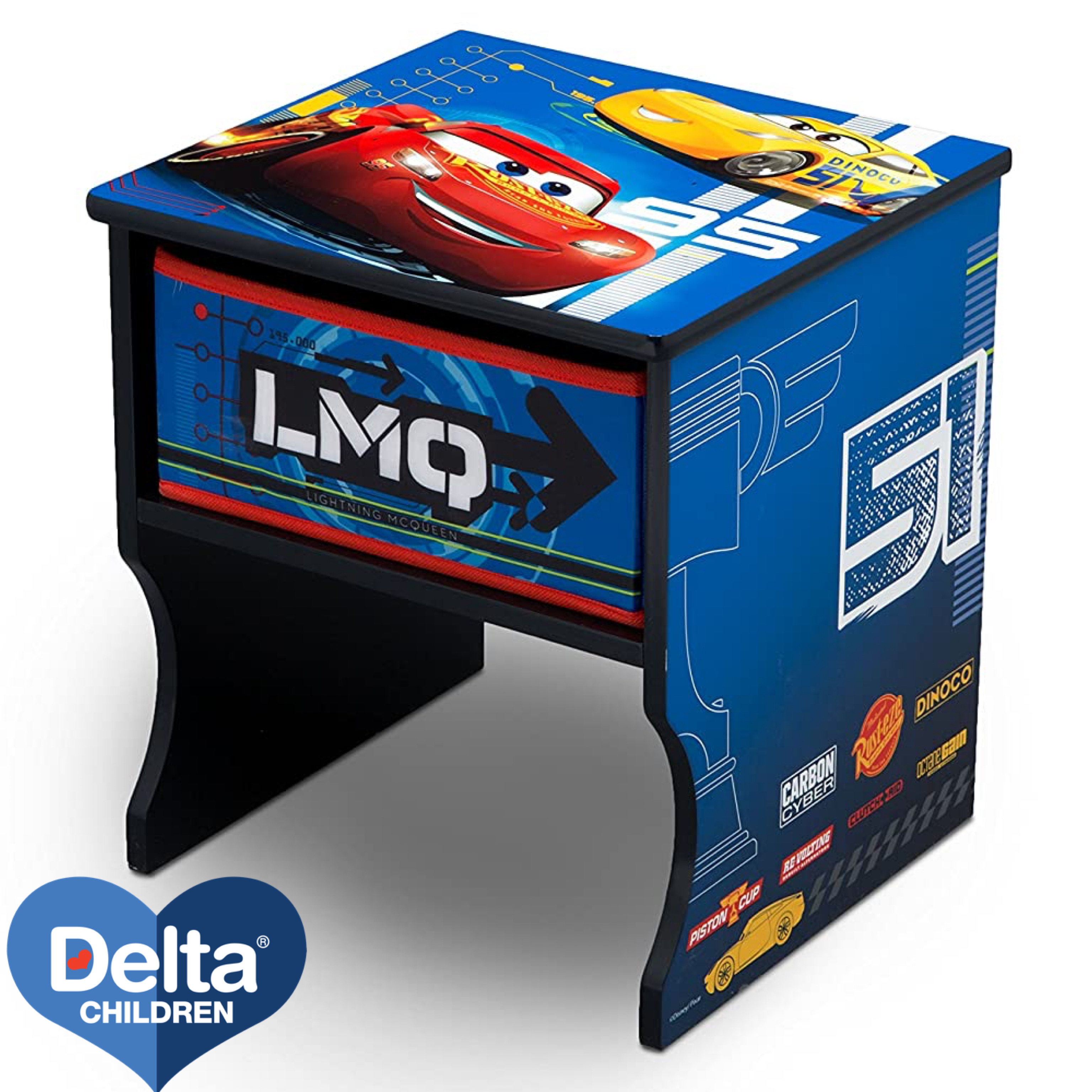 โต๊ะไม้ พร้อมที่เก็บของ ลายแมคควีน คาร์ส Delta Children Side Table with Storage, Disney/Pixar Mcqueen Cars ราคา 1790 บาท