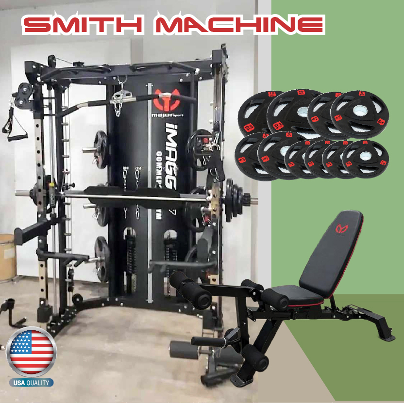 Smith Machine IMAGG 97 + ม้านั่ง819A + แผ่นน้ำหนัก50kg, สมิทแมชชีน