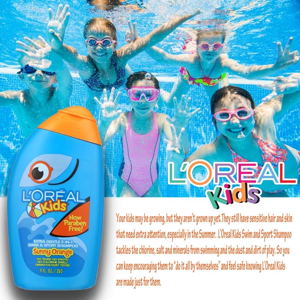 แชมพู ผสม ครีมนวดผม เด็ก L'Oreal Kids 2-in-1 shampoo and conditioner detangles and hydrates hair.