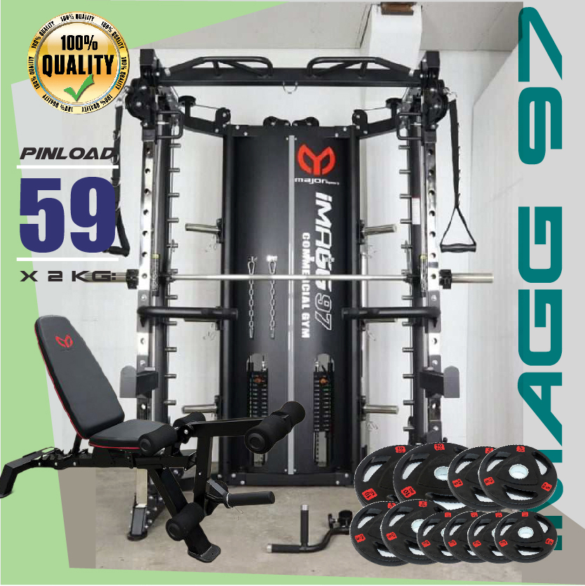 Smith Machine IMAGG 97 + ม้านั่ง819A + แผ่นน้ำหนัก50kg, สมิทแมชชีน