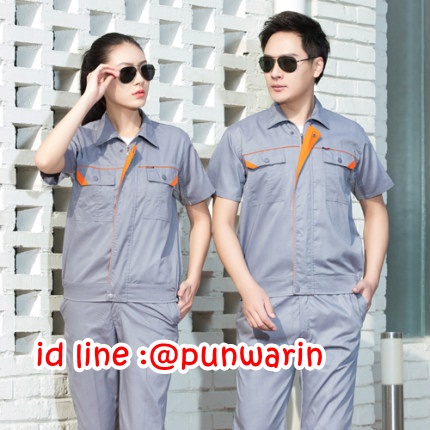 ชุดฟอร์มพนักงานช่างวิศวกรรมช่างไฟฟ้าอุตาสาหกรรมแขนสั้น สีภาพ S-4XL M6106004 ตัว