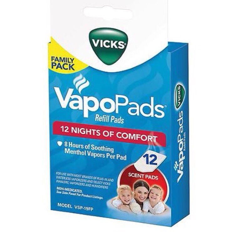 Vicks Soothing Menthol VapoPads, 12-Pack แผ่น refill สำหรับใส่เครื่อง วิคส์ แกลลอน หรือเครื่อง Vicks Waterless และ Vaposteam