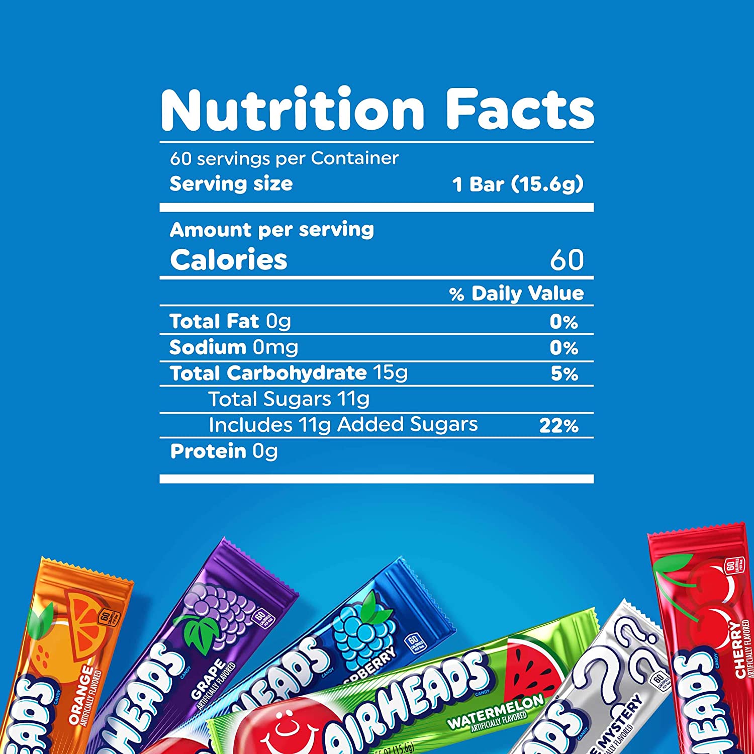 Airheads Candy Bars, Variety Bulk Box, Chewy Full Size Fruit Taffy 90 ซอง ราคา : 1,590 บาท