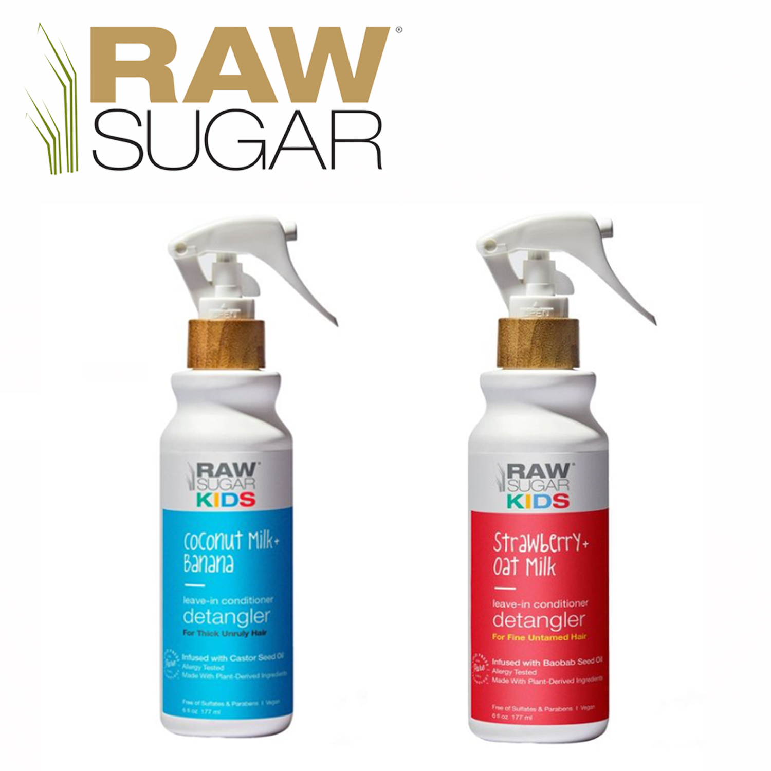 สเปรย์บำรุงผมป้องกันผมพันกัน Raw Sugar Kids Strawberry + Oat Milk,RAW SUGAR Kids Banana,Coconut Milk Leave 6 fl. oz ราคา 350 บาท