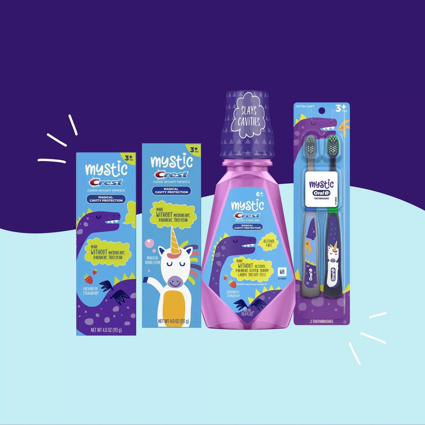 ยาสีฟัน เด็ก MYSTIC Kid's Toothpaste with Fluoride Enchanted Strawberry Flavour - 4.0 oz by Crest