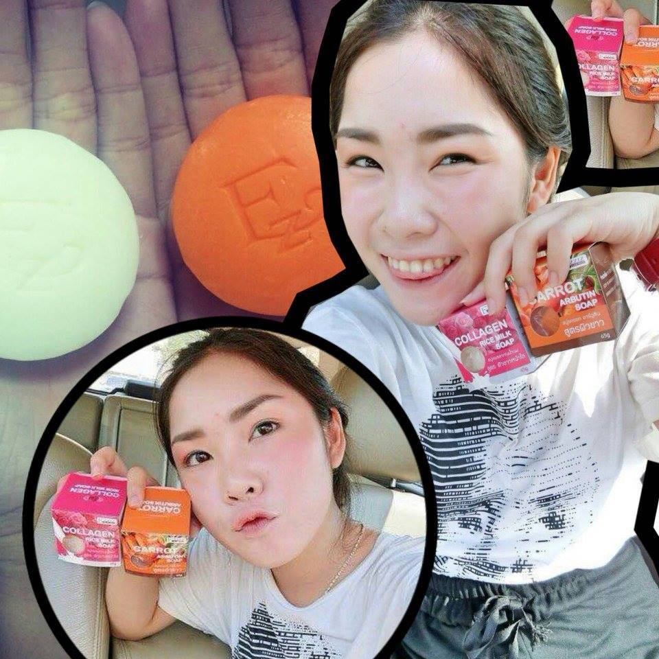 สบู่คู่ขาว (Ezziz Lab Skin Carrot Arbutin Soap and Collagen Rice Milk Soap)