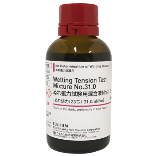 FujiFilmWako รหัสสินค้า NO.31.0-239-01831 น้ำยาทดสอบแรงตึงผิว, Wetting Tension Test Mixture for Determination of Wetting Tension NO.31.0,WAKO Cat.no.239-01831,package:50mL