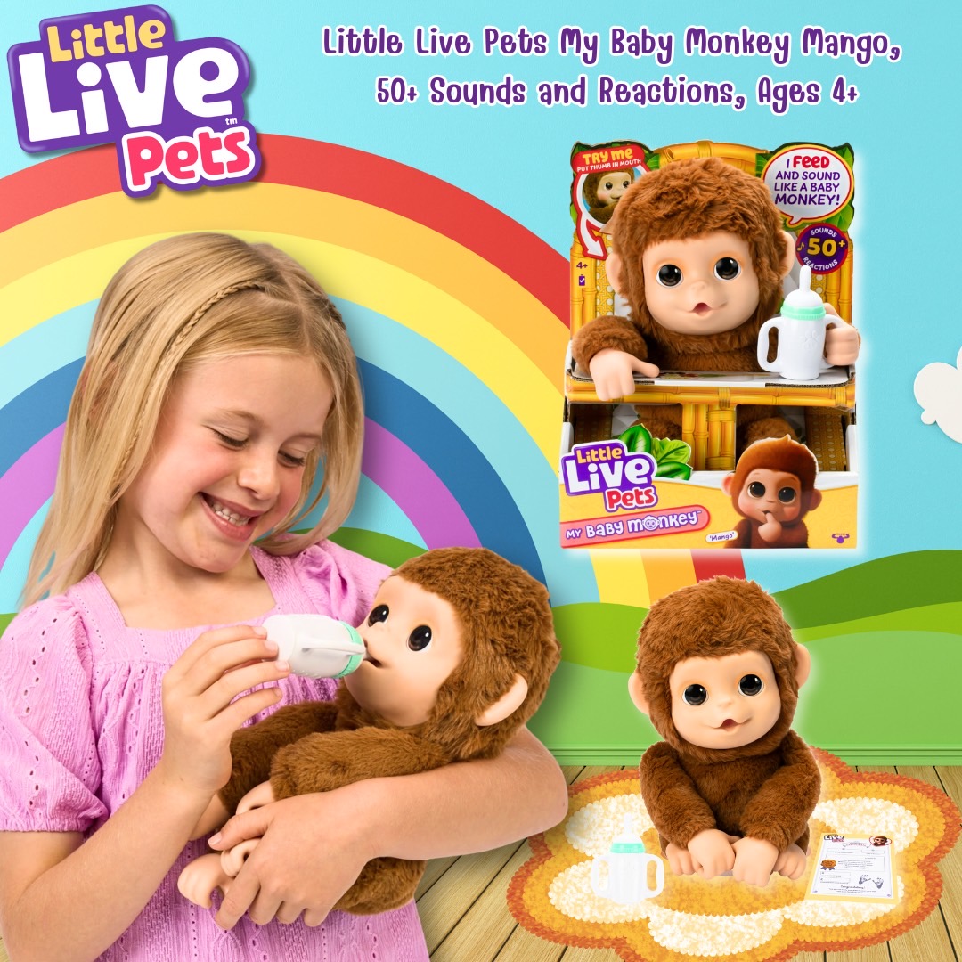 นำเข้า 🇺🇸 🍼💛 มาแล้ววว! Little Live Pets - My Baby Monkey “Mango” ลิงน้อยสุดน่ารักที่เด็ก ๆ ต้องหลงรัก! 🐵🍌 ราคา 2,190 บาท
