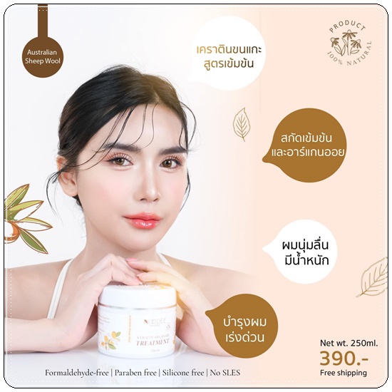 เคราตินขนแกะ KERATIN ARGAN OIL TREATMENT เคราตินหนูดี