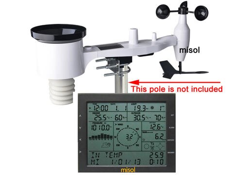 MISOL รุ่น WS2310CA เครื่องตรวจวัดและบันทึกการเปลี่ยนแปลงสภาพอากาศของลมฝนและความชื้น /WIND SPEED WIND DIRECTION RAIN METER PRESSURE TEMPERATURE HUMIDITY UV / WITH SOLAR CHARGE