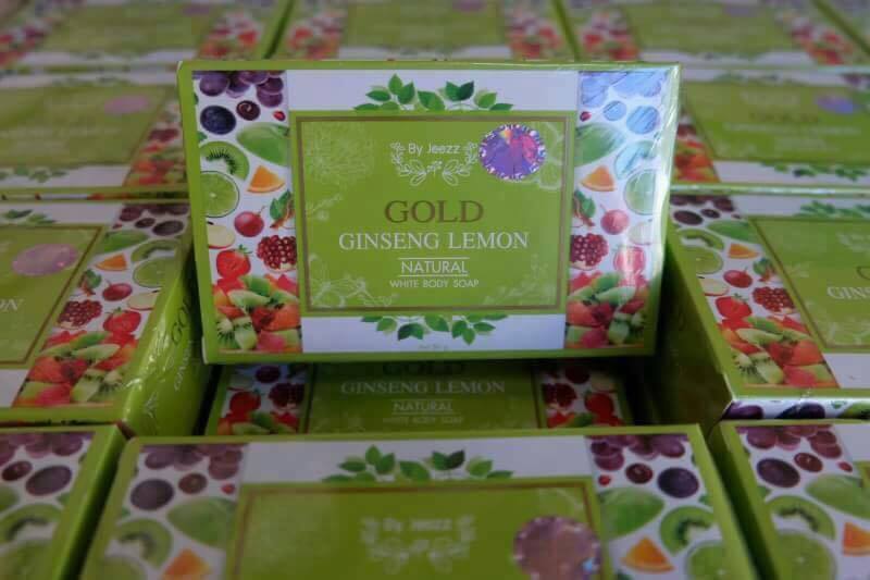 สบู่โสมมะนาวทองคำ สบู่สปาตัวขาว(Gold Ginseng Lemon Natural White Body Soap By Jeezz)