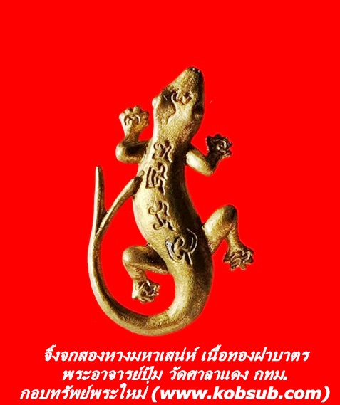 จิ้งจกสองหางมหาเสน่ห์ เนื้อทองฝาบาตร พระอาจารย์ปุ้ม วัดศาลาแดง กทม.