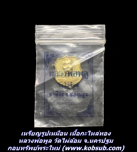 เหรียญรูปเหมือน เนื้อกะไหล่ทอง หลวงพ่อพูล วัดไผ่ล้อม