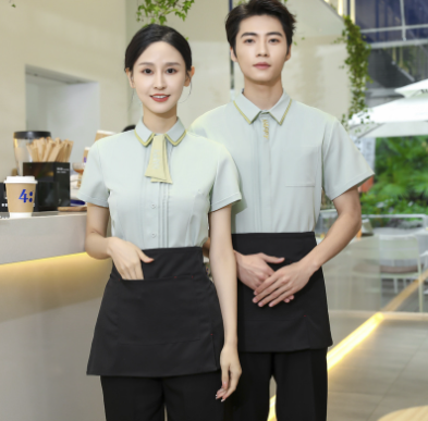 เสื้อฟอร์มพนักงานร้านอาหารกาแฟโรงแรม แขนสั้น เขียว ชมพู เทา เขียวขี้ม้า L-3ช4XL 6705015 เสื้อ ** ขั้นต่ำ 2 ตัว