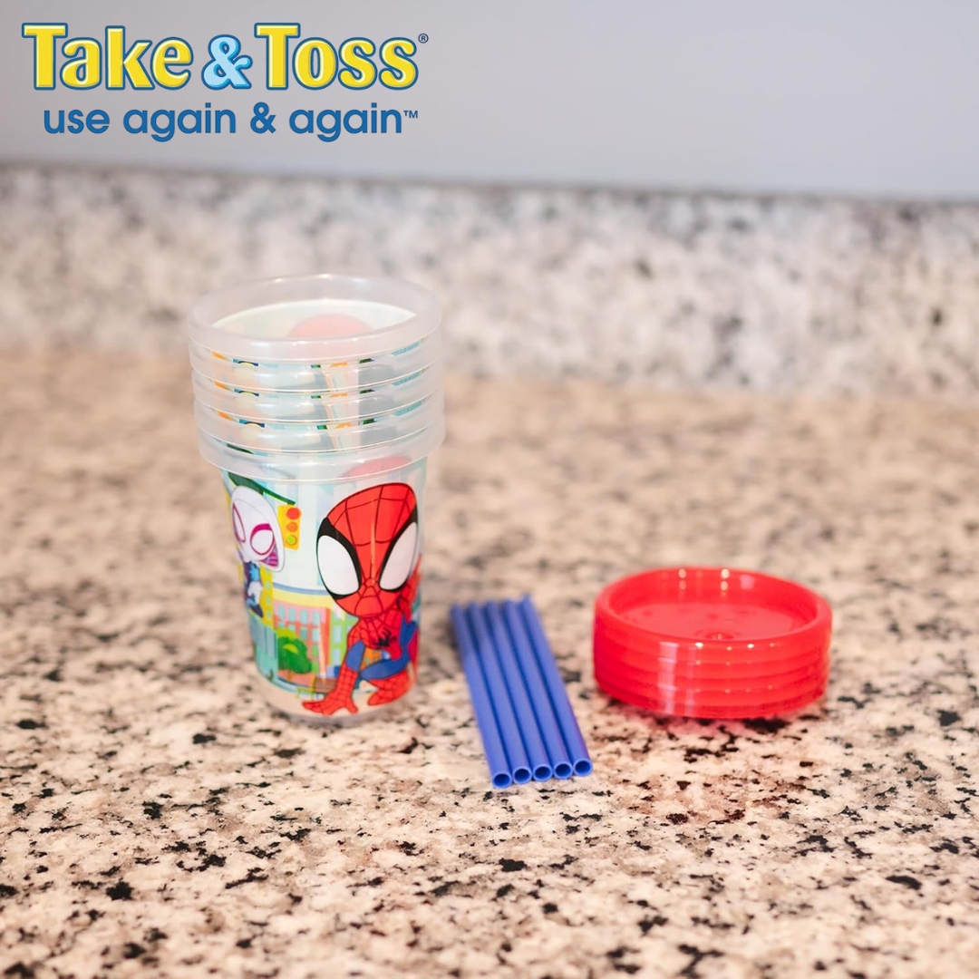นำเข้า 🇺🇸 🕷️The First Years Spider-Man & Toss Toddler Straw Cups แก้วหัดดื่มสำหรับเด็กวัยเตาะแตะรุ่น The First Years 🕸️