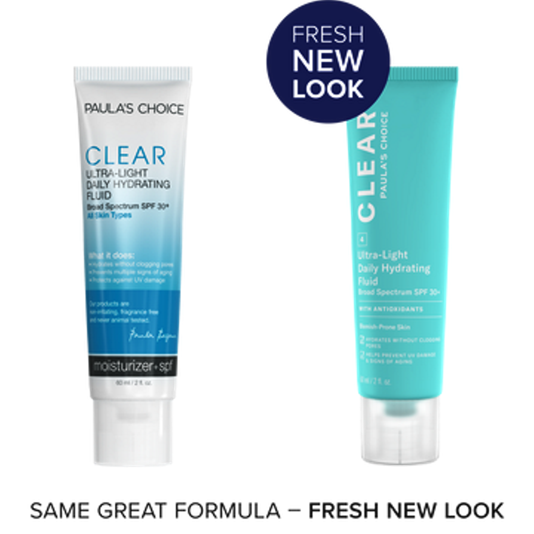 PAULA'S CHOICE :: Clear Ultra-Light Daily Hydrating Fluid SPF 30+ มอยเจอร์ไรเซอร์ผสมกันแดด สำหรับผิวเป็นสิว กระตุ้นสร้างคอลลาเจน ต่อต้านอนุมูลอิสระ ปรับผิวให้ชุ่มชื่น เนื้อบางเบา