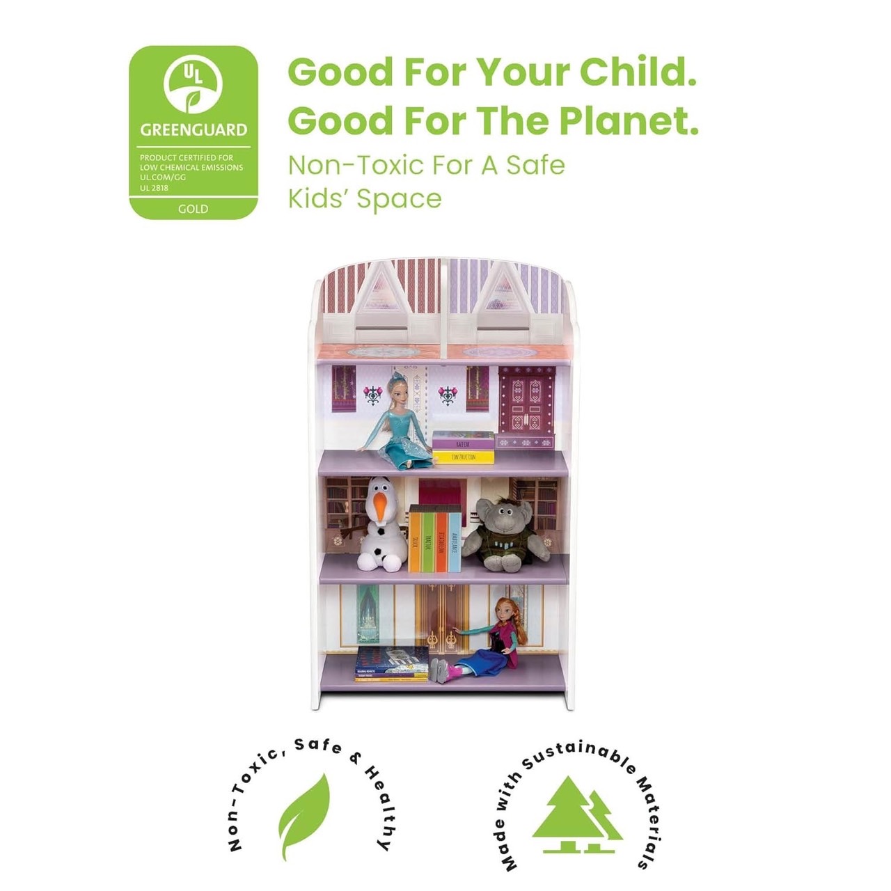 ชั้นวางของลายโฟรเซ่นDelta Children Wooden Playhouse 4-Shelf Bookcase for Kids, Frozen II นำเข้า🇺🇸 , ราคา 2,990 บาท