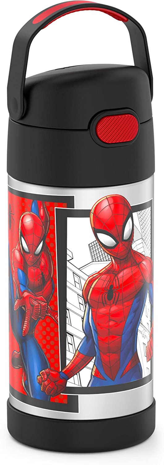 กระติกดูดน้ำแตนเลสหุ้มฉนวนสุญญากาศยี่ห้อ Thermos ของแท้ขนาด 12 ออนซ์ ลาย Spider-Man 2 ราคา 990 - บาท