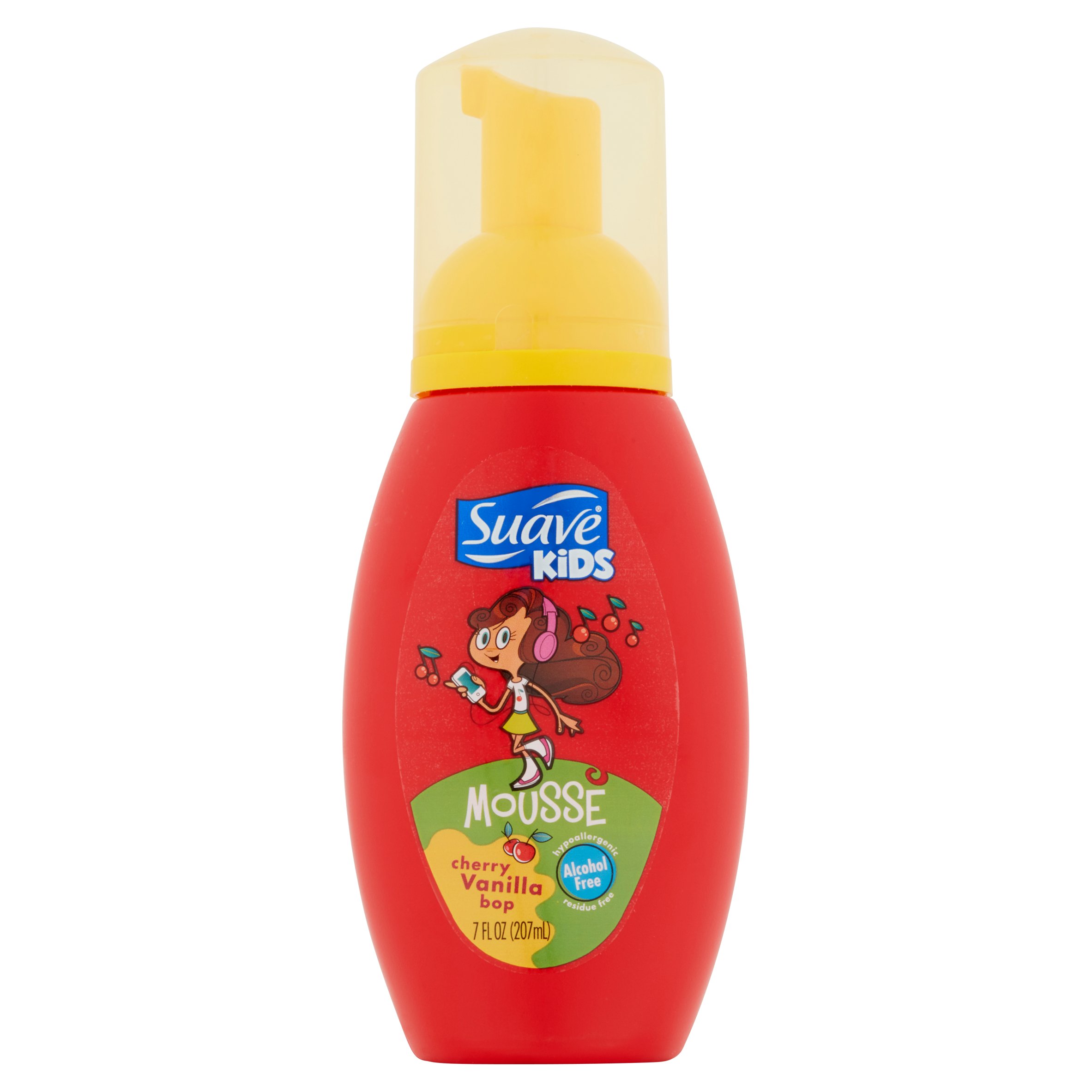 Suave Kids Cherry Vanilla Bop Mousse, 7 fl oz มูสจัดแต่งทรงผมเด็ก เหมาะกับผมทุกประเภท ไม่มีแอลกอฮอล์ ใช้แล้วผมนุ่ม ล้างออกง่าย กลิ่น เชอรี่ วนิลลา สินค้ายอดนิยมจากอเมริกา