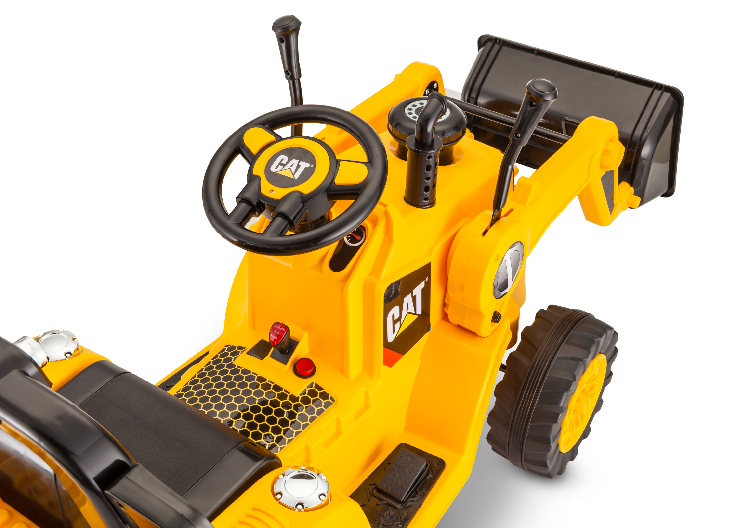 รถไถดิน CAT Tractor Bull Dozer, Digger, Ride-On Toy by Kid Trax, yellow