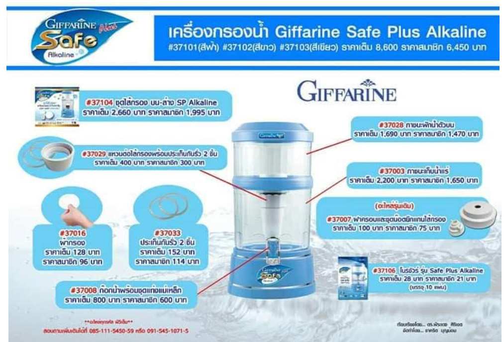 Giffarine เครื่องกรองน้ำกิฟฟารีน เซฟ พลัส อัลคาไลน์ รุ่นยอดนิยม เพื่อคนรักสุขภาพ
