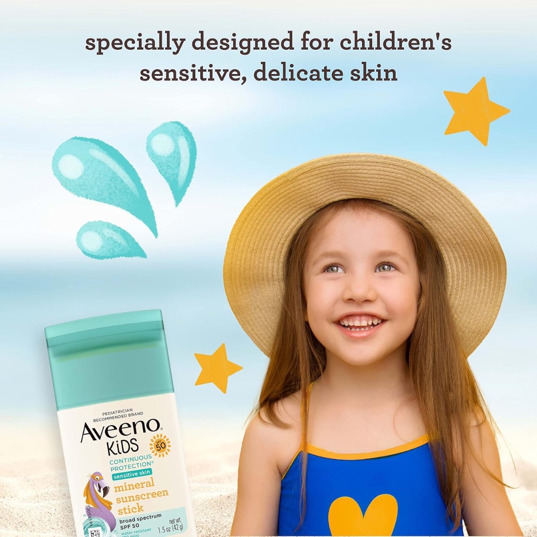 นำเข้า 🇺🇸 🌤ปกป้องผิวบอบบางของลูกน้อยด้วย Aveeno Kids Sunscreen Stick SPF 50 สูตร Zinc Oxide 100% ราคา 650 บาท