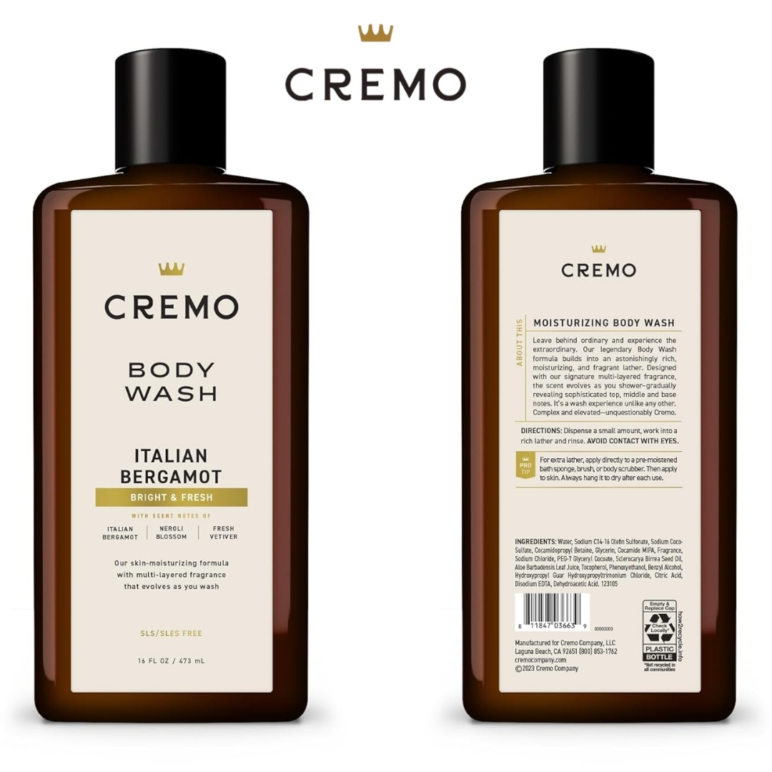 นำเข้า 🇺🇸 🫧 ปลุกความสดชื่นและหรูหราในทุกครั้งที่อาบน้ำ ✨ Cremo Italian Bergamot Body Wash กลิ่นที่ใช่สำหรับผู้ชายที่มีสไตล์ ราคา 750 บาท / ขวด มีค่าส่ง