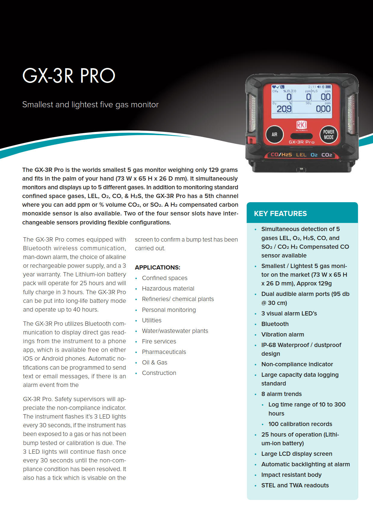 RikenKeiki รุ่น GX-3R-FH เครื่องตรวจวัดแก๊สหลายชนิดแบบพกพา,Gas Confined 2Gases #Type-FH(O2,CO)