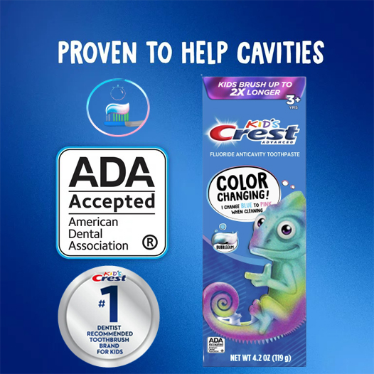 ยาสีฟันเด็ก Crest Advanced Kid's Fluoride Toothpaste, Bubblegum Flavor, 4.2 oz. ราคากล่องละ 290 บาท