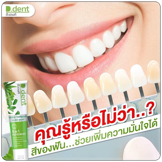 ยาสีฟัน D.dent Herbal Toothpaste ดีเด้นท์ ยาสีฟันสมุนไพร (1แถม1)