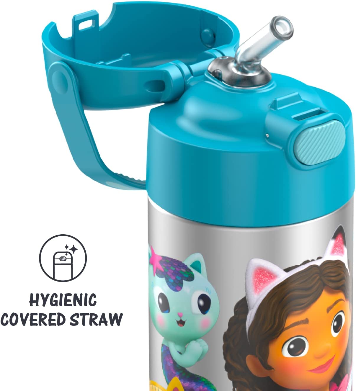 THERMOS FUNTAINER 12 Ounce Stainless Steel Vacuum Insulated Kids Straw Bottle, Gabby's Dollhouse ราคา 990 - บาท