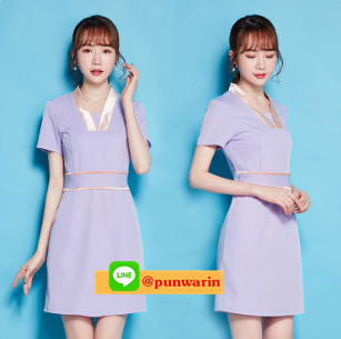 ชุดพนักงานนวดสปา ชุดพนักงานเสริมสวย ชุดทำงาน ชุดสูท สีม่วง และ ดำ ม่วง ดำ S-3XL SKU-02760 ชุด